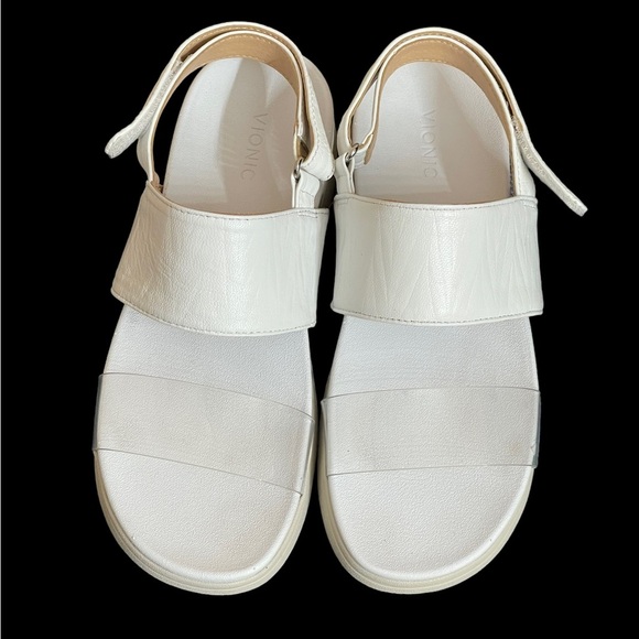 Vionic Karleen Wedge Sandals - Leather ivory white size 9 - Picture 7 of 12